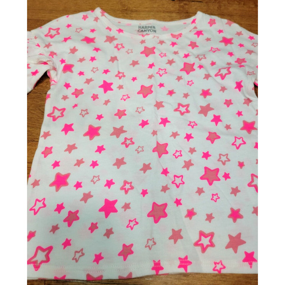 Harper Canyon Kids' Girl's Size 6 Printed Ruffle Top In Ivory Egret Bright Stars - Picture 2 of 7